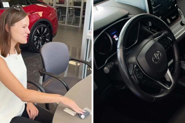 It helps the merchant after a woman's friend makes her return Toyota
