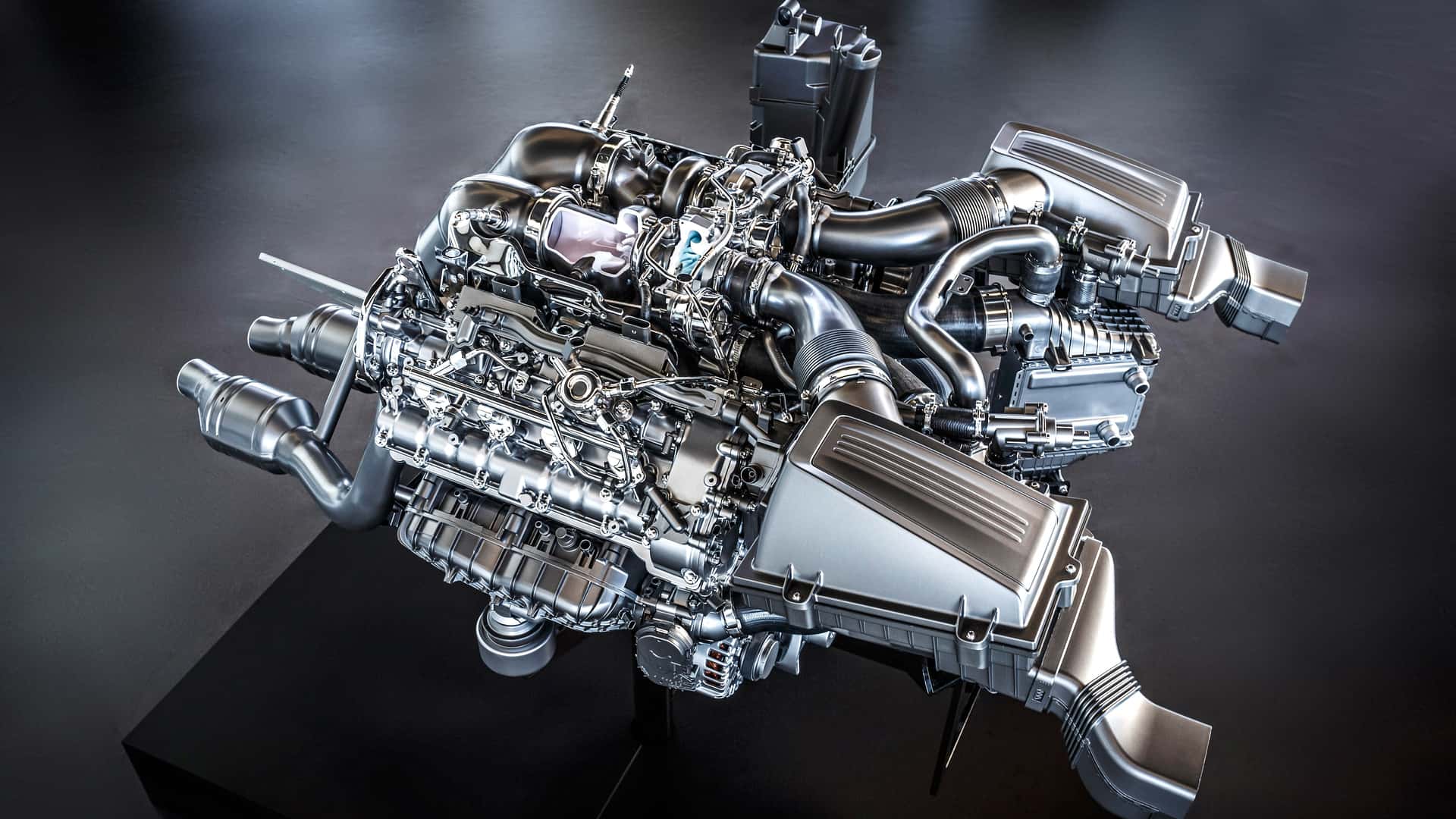 The new Mercedes-Aamg V-8 engine will have more energy