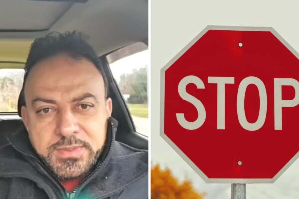 What is the correct way to stop at a sign?
